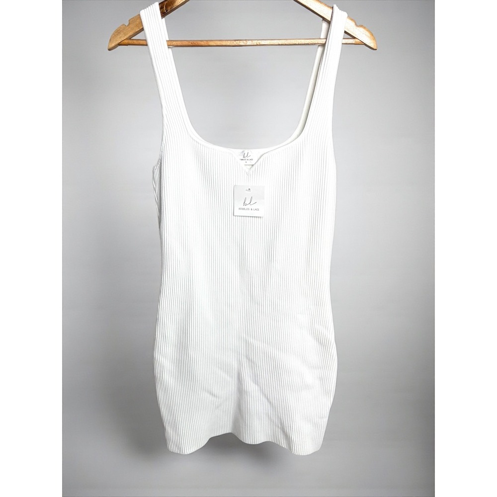 Bobbles & Lace White‎ Thick Ribbed Sleeveless Bodycon Mini Dress NWT Small